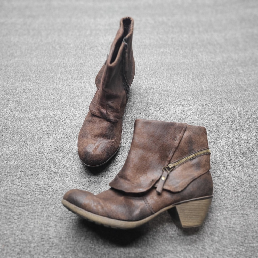 Style & Co Jada Brown‎ Faux Leather Ruched Side Zip Ankle Boots Women's Size 10M